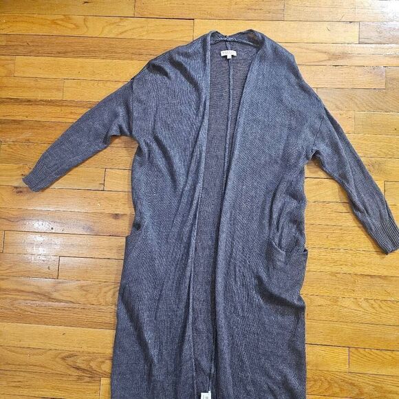 DemyLee Linen Knit Cardigan Gray Size XS Long Cardigan - Picture 3 of 10